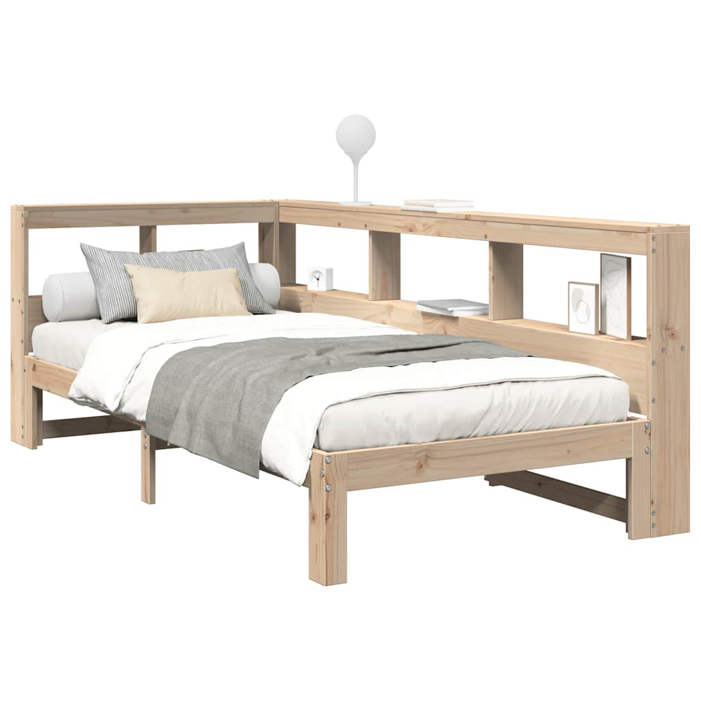 Bed met boekenkast zonder matras massief grenenhout 75x190 cm