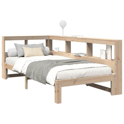 Bed met boekenkast zonder matras massief grenenhout 75x190 cm