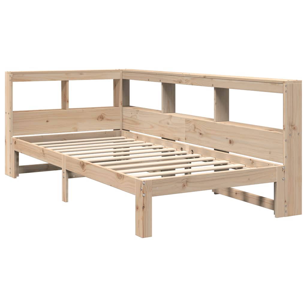 Bed met boekenkast zonder matras massief grenenhout 75x190 cm