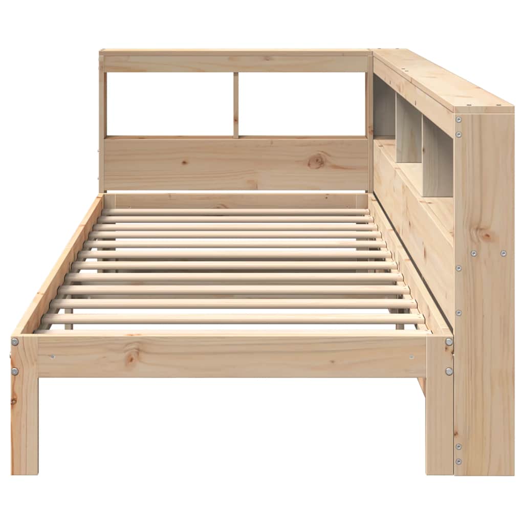 Bed met boekenkast zonder matras massief grenenhout 75x190 cm