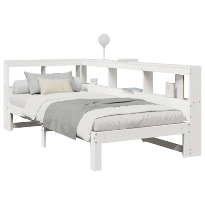 Bed met boekenkast zonder matras grenenhout wit 75x190 cm