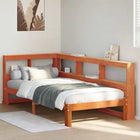 Bed 75x190 cm grenenhout wasbruin met boekenkast