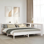 Bed 200x200 cm grenenhout wit met boekenkast