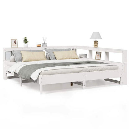 Bed met boekenkast zonder matras grenenhout wit 180x200 cm