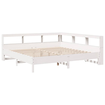 Bed met boekenkast zonder matras grenenhout wit 180x200 cm