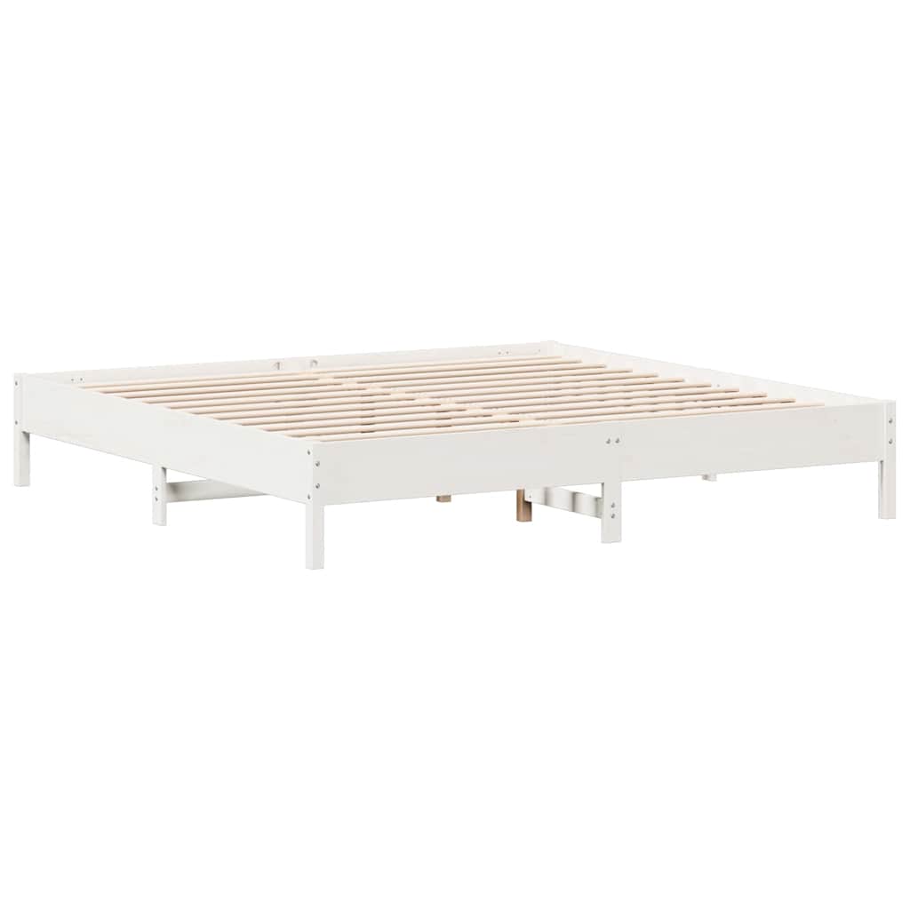 Bed met boekenkast zonder matras grenenhout wit 180x200 cm