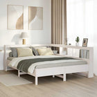 Bed with bookcase without mattress pine wood white 150x200 cm