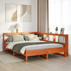 Bed 150x200 cm grenenhout wasbruin met boekenkast