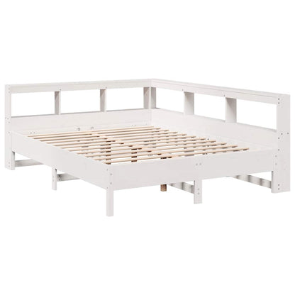 Bed Met Boekenkast Zonder Matras Grenenhout 140 x 200 cm Wit