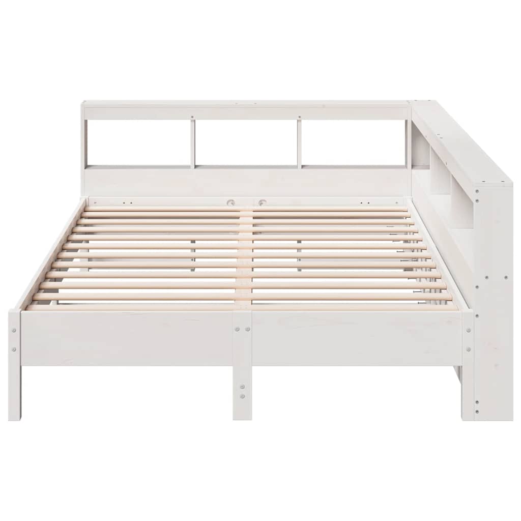 Bed Met Boekenkast Zonder Matras Grenenhout 140 x 200 cm Wit