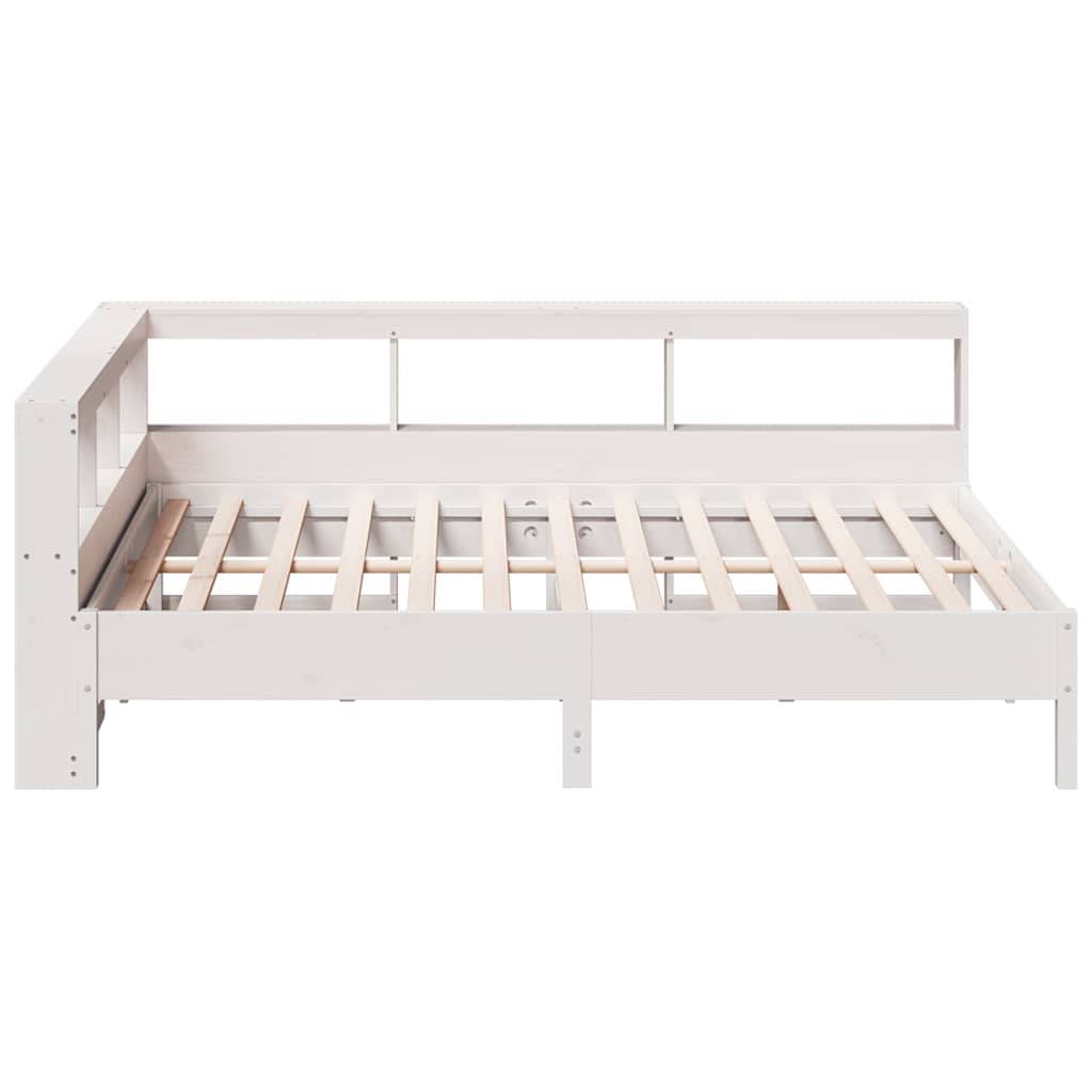 Bed Met Boekenkast Zonder Matras Grenenhout 140 x 200 cm Wit