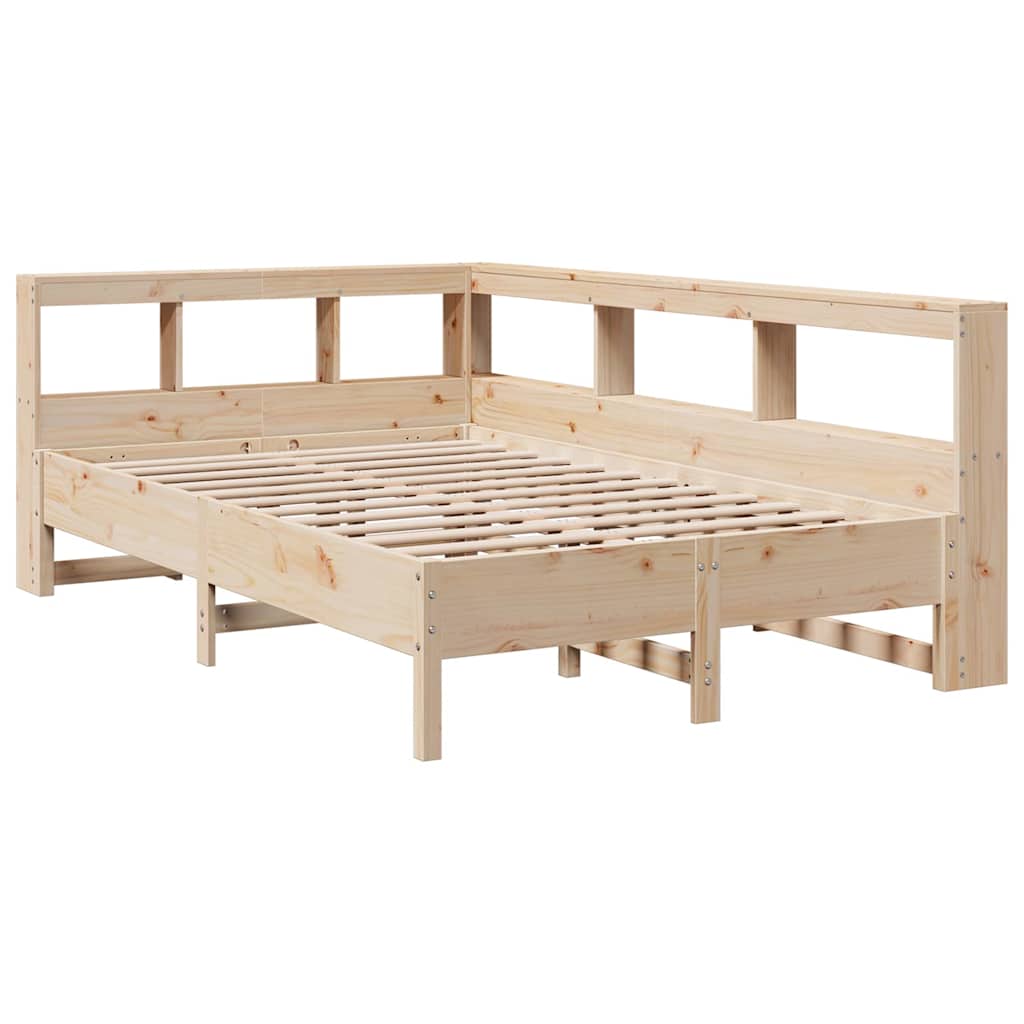 Bed met boekenkast zonder matras massief grenenhout 120x200 cm