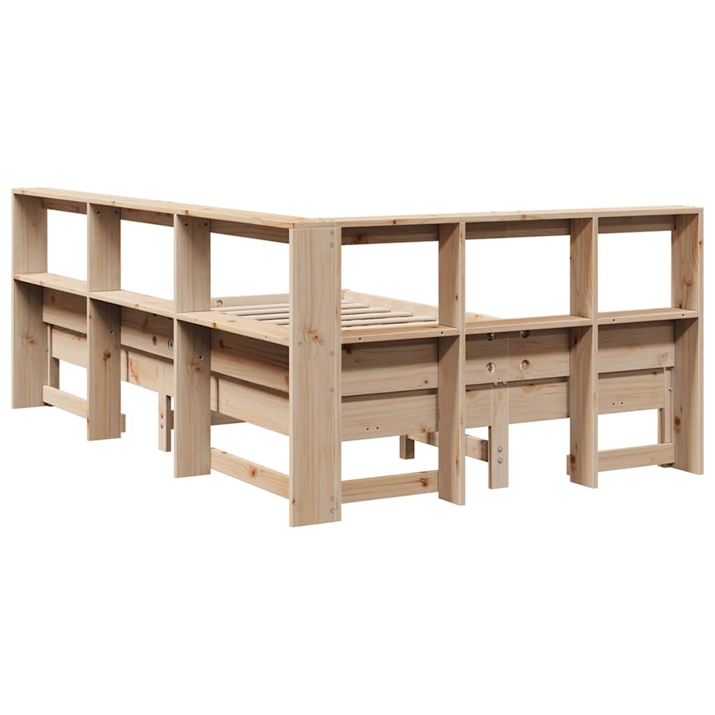 Bed met boekenkast zonder matras massief grenenhout 120x200 cm