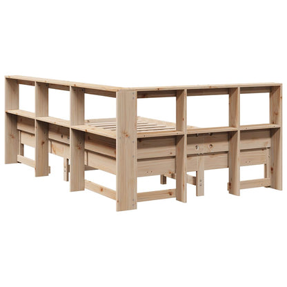 Bed met boekenkast zonder matras massief grenenhout 120x200 cm