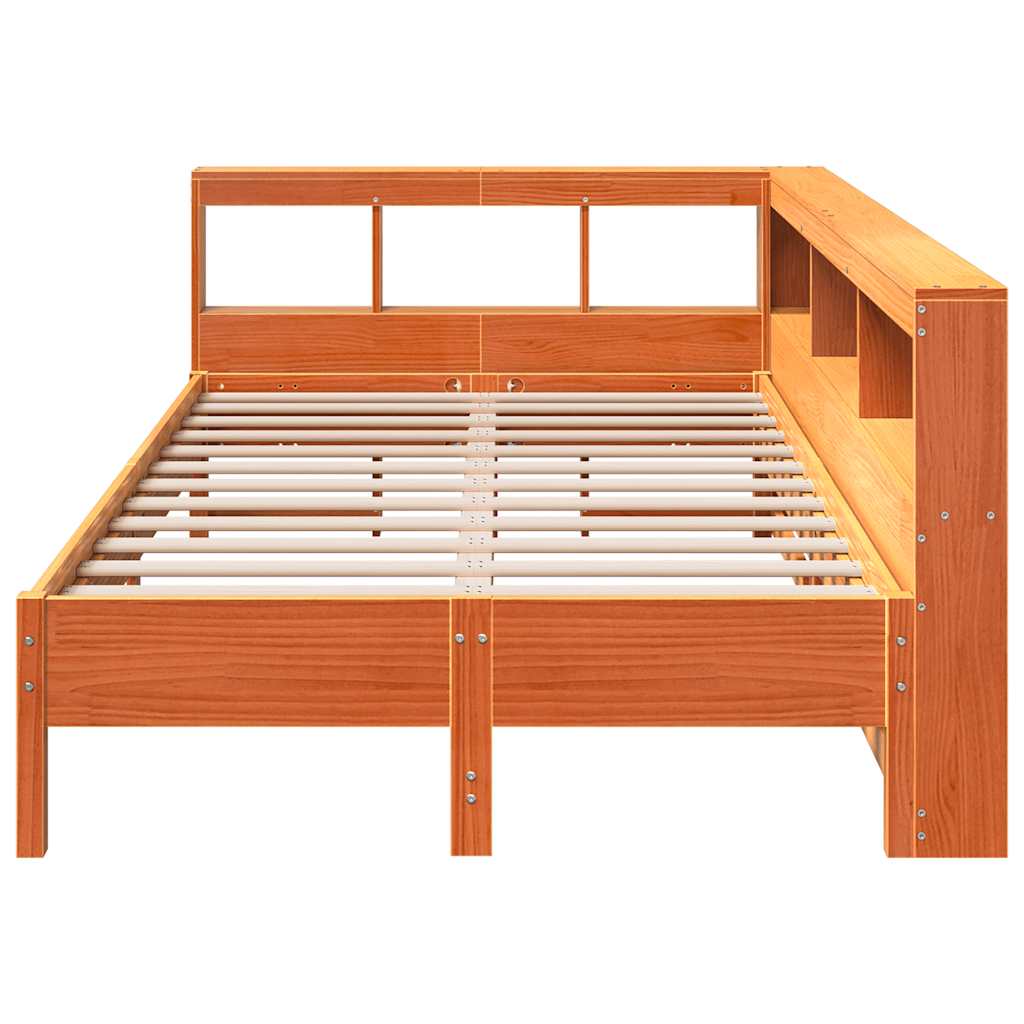 Bed Met Boekenkast Zonder Matras Grenenhout 120 x 200 cm Wasbruin
