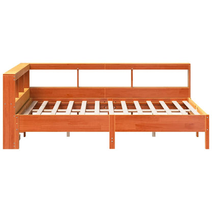 Bed Met Boekenkast Zonder Matras Grenenhout 120 x 200 cm Wasbruin