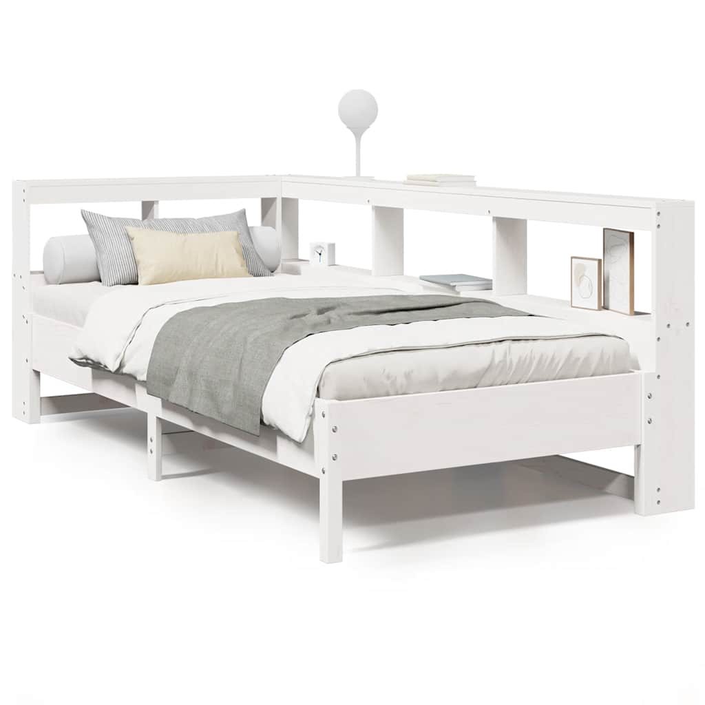 Bed Met Boekenkast Zonder Matras Grenenhout 100 x 200 cm Wit