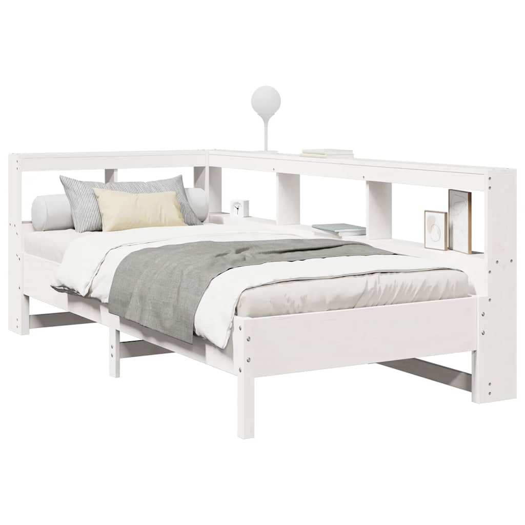 Bed Met Boekenkast Zonder Matras Grenenhout 100 x 200 cm Wit