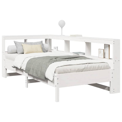 Bed Met Boekenkast Zonder Matras Grenenhout 100 x 200 cm Wit