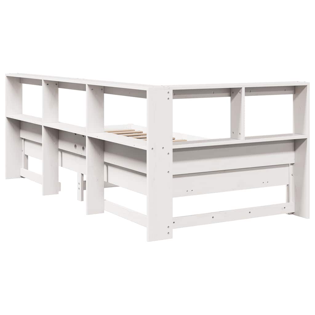 Bed Met Boekenkast Zonder Matras Grenenhout 100 x 200 cm Wit