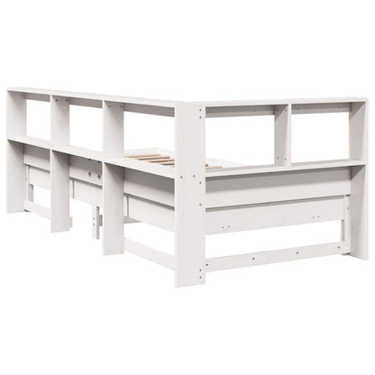 Bed Met Boekenkast Zonder Matras Grenenhout 100 x 200 cm Wit