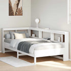 Bed met boekenkast grenenhout wit 100x200 cm
