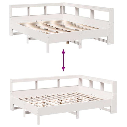 Bed met boekenkast zonder matras grenenhout wit 140x190 cm