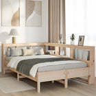 Bed massief grenenhout 135x190 cm met boekenkast