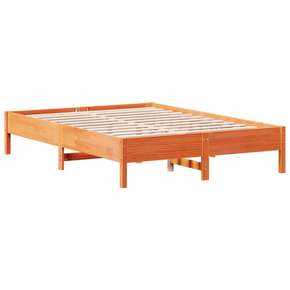 Bed met boekenkast zonder matras grenenhout wasbruin 135x190 cm