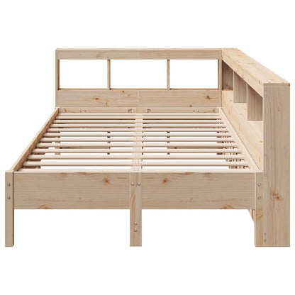 Bed Met Boekenkast Zonder Matras Massief Grenenhout 120 x 190 cm Naturel