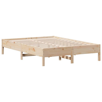 Bed Met Boekenkast Zonder Matras Massief Grenenhout 120 x 190 cm Naturel