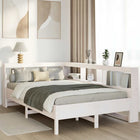 Bed with bookcase without mattress pine wood white 120x190 cm