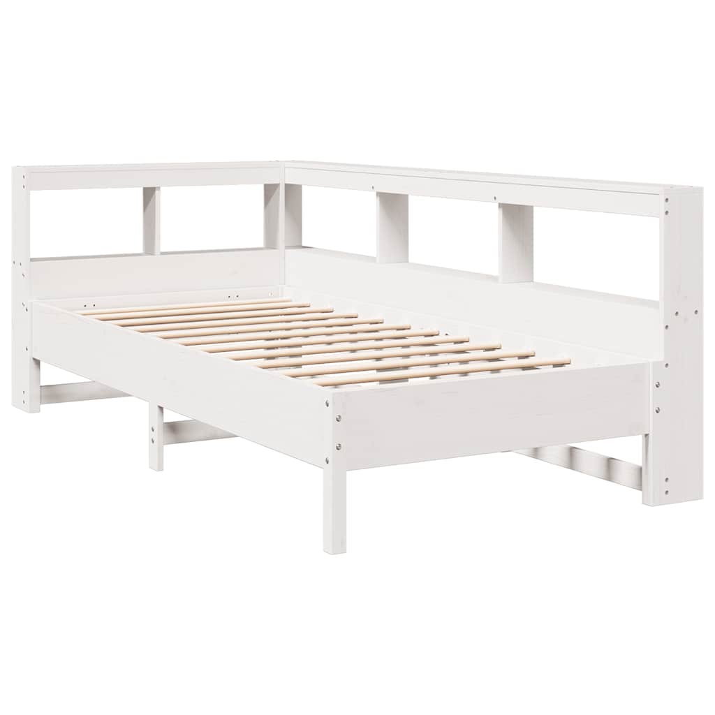 Bed Met Boekenkast Zonder Matras Grenenhout 90 x 190 cm Wit