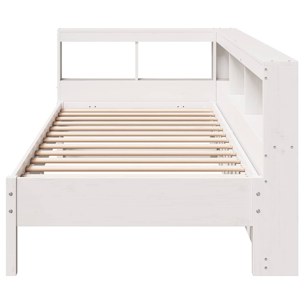 Bed Met Boekenkast Zonder Matras Grenenhout 90 x 190 cm Wit