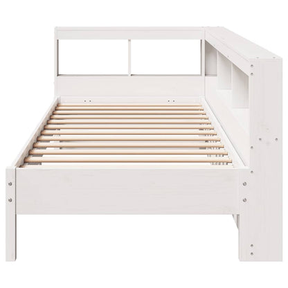 Bed Met Boekenkast Zonder Matras Grenenhout 90 x 190 cm Wit