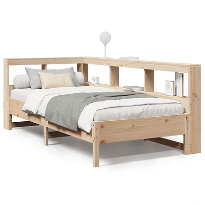 Bed met boekenkast zonder matras massief grenenhout 75x190 cm