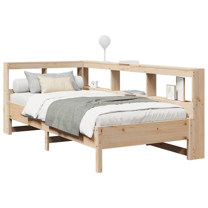 Bed met boekenkast zonder matras massief grenenhout 75x190 cm