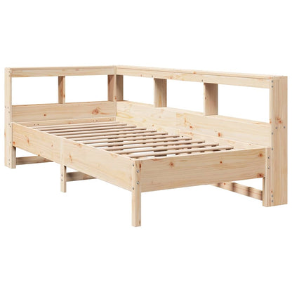 Bed met boekenkast zonder matras massief grenenhout 75x190 cm