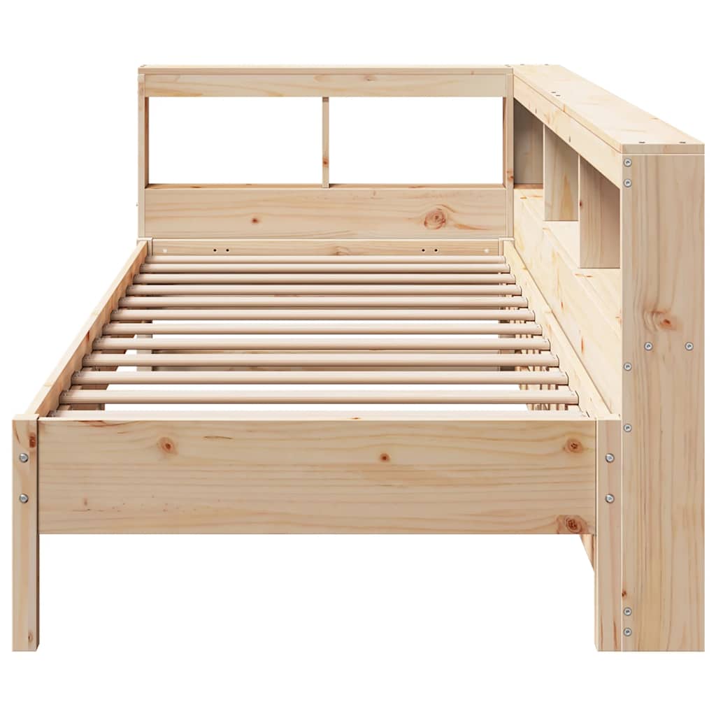 Bed met boekenkast zonder matras massief grenenhout 75x190 cm