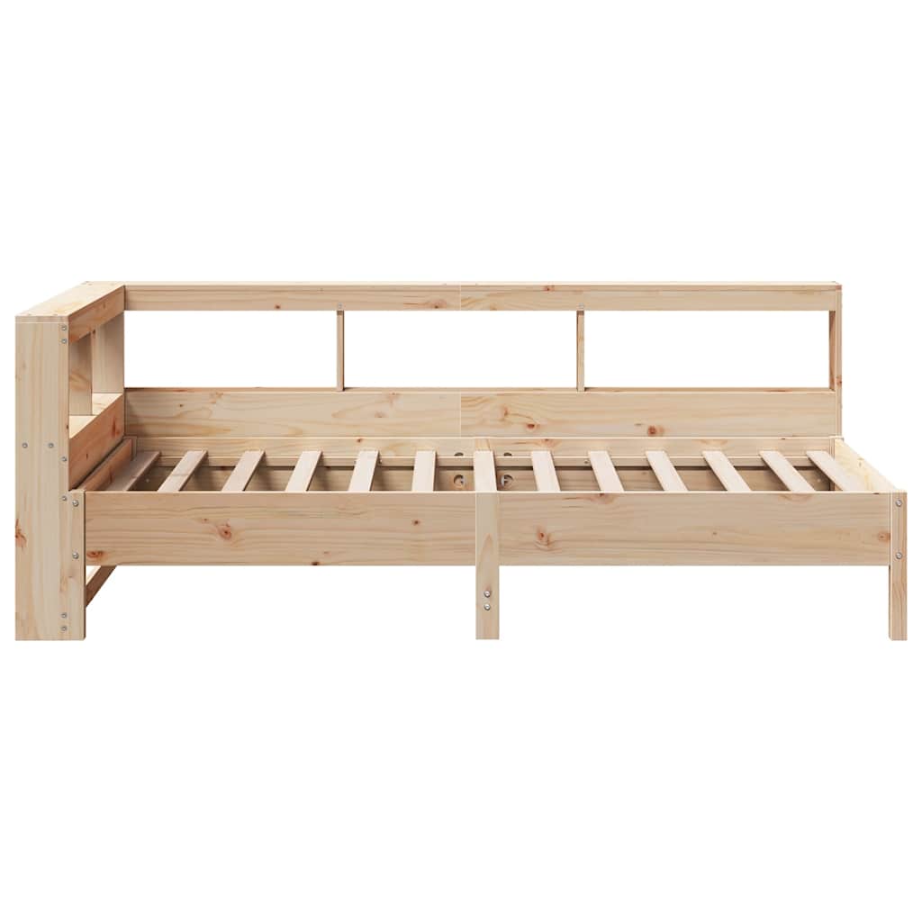 Bed met boekenkast zonder matras massief grenenhout 75x190 cm