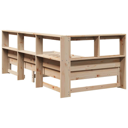 Bed met boekenkast zonder matras massief grenenhout 75x190 cm