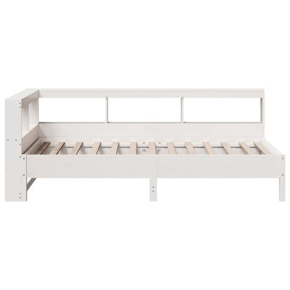 Bed met boekenkast zonder matras grenenhout wit 75x190 cm
