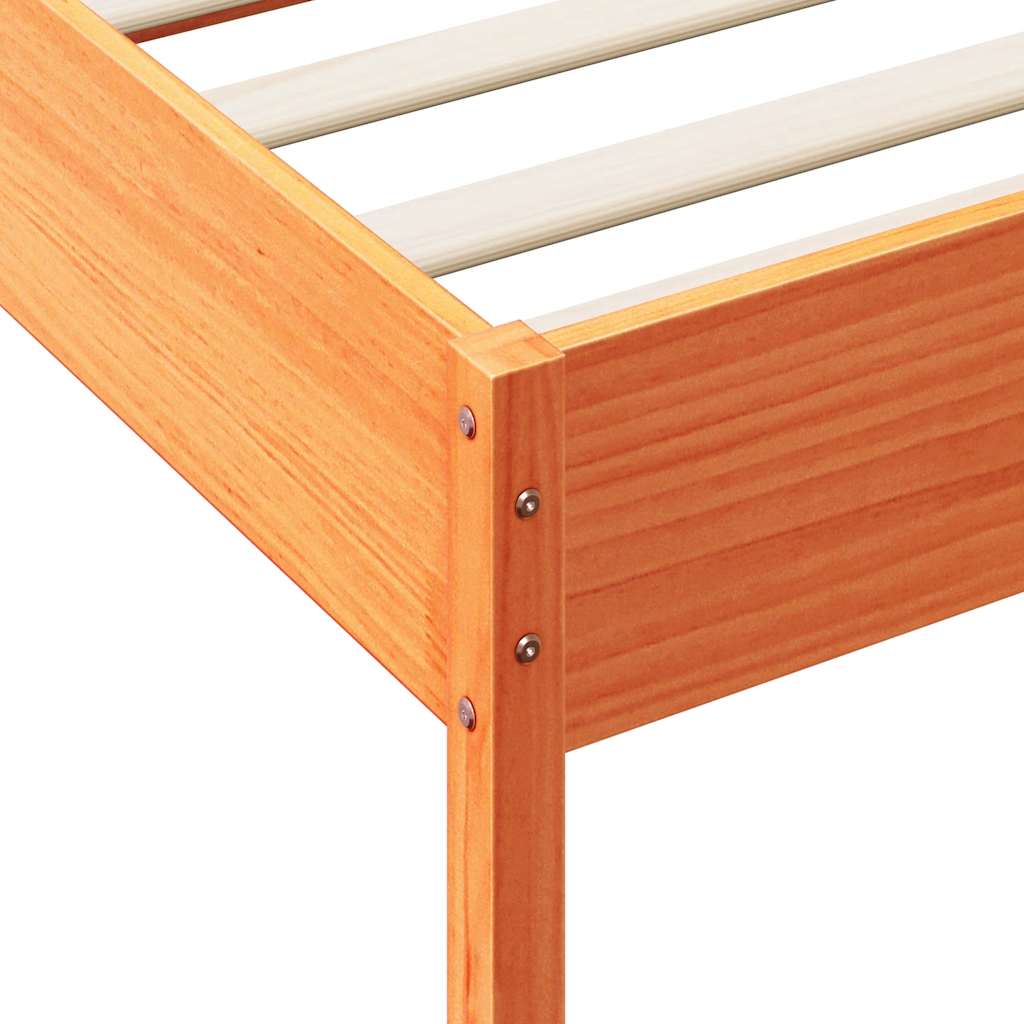 Bed met boekenkast zonder matras grenenhout wasbruin 75x190 cm