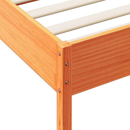 Bed met boekenkast zonder matras grenenhout wasbruin 75x190 cm