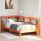 Bed met boekenkast grenenhout wasbruin 75x190 cm