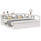 Bed with bookcase without mattress, pine wood, white 200x200 cm