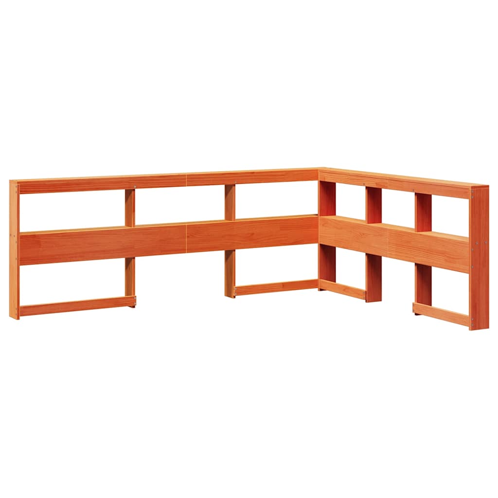 Bed met boekenkast zonder matras grenenhout wasbruin 160x200 cm