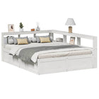 Bed with bookcase without mattress pine wood white 150x200 cm