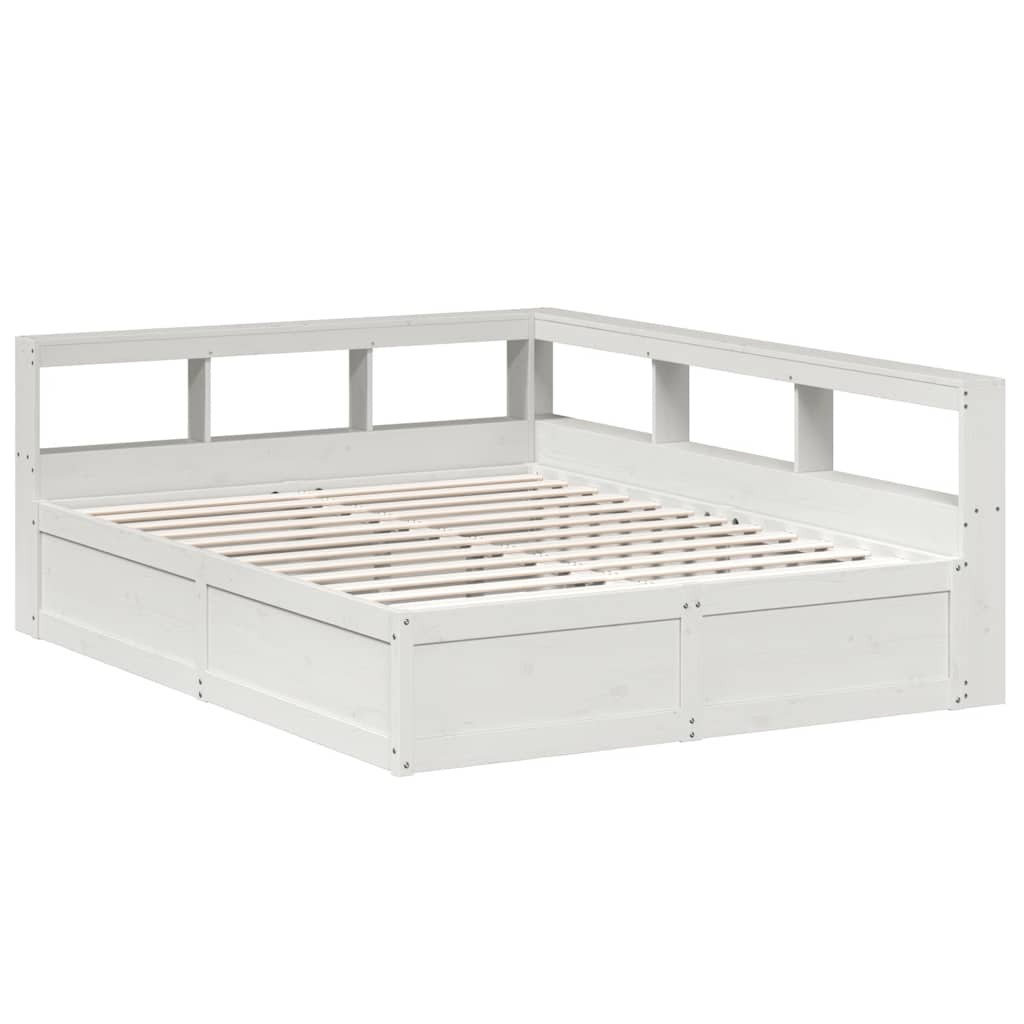 Bed Met Boekenkast Zonder Matras Grenenhout 140 x 200 cm Wit
