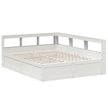 Bed Met Boekenkast Zonder Matras Grenenhout 140 x 200 cm Wit